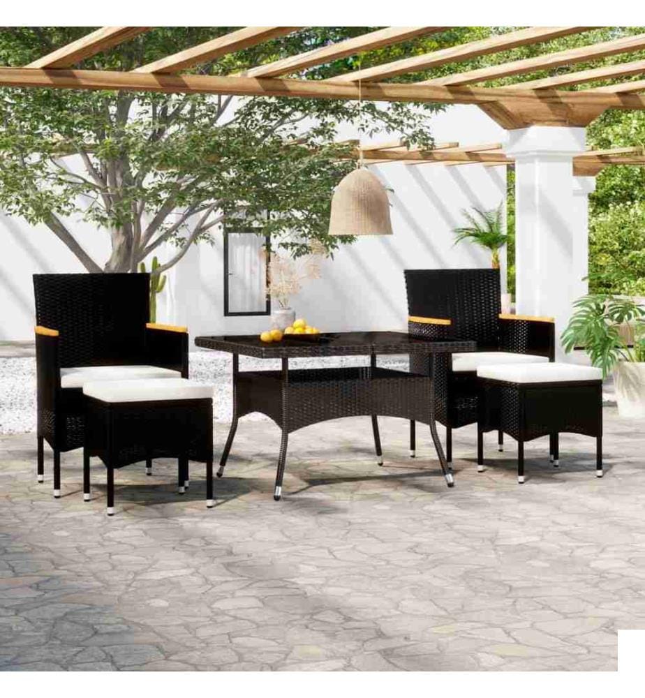 Mobilier à dîner de jardin 9 pcs résine tressée et verre trempé