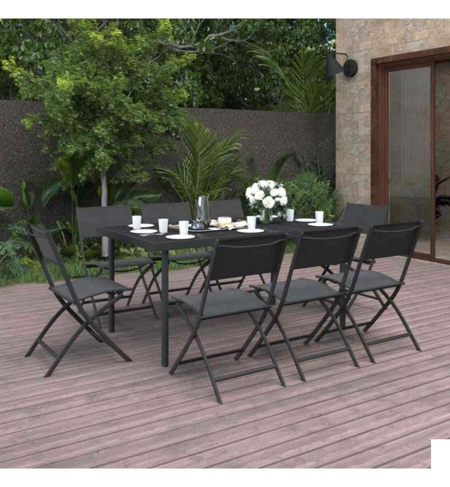 Mobilier de salle à manger d'extérieur 9 pcs Acier