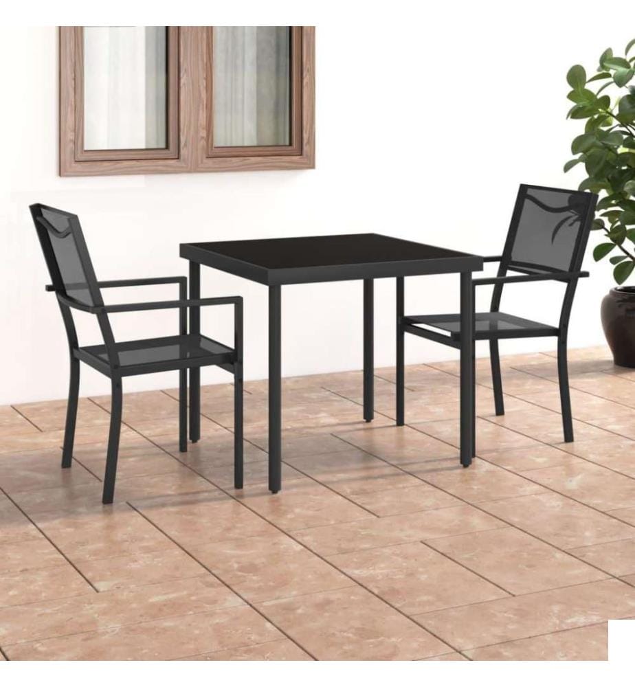 Mobilier de salle à manger d'extérieur 3 pcs Acier