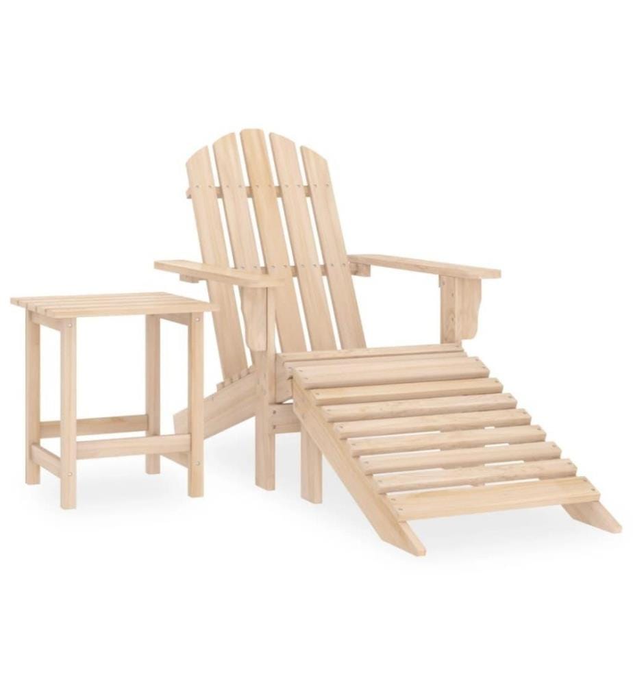 Chaise de jardin Adirondack avec repose-pied et table Sapin