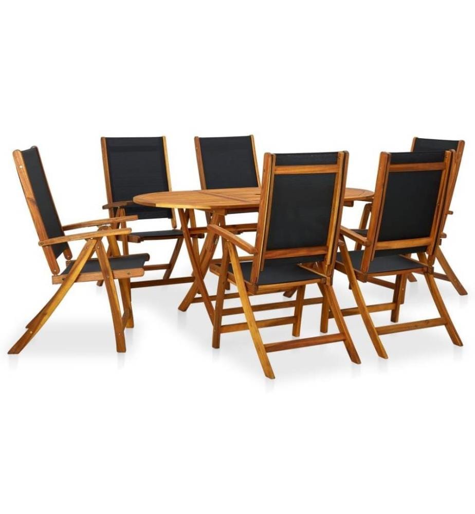 Mobilier à dîner d'extérieur 7 pcs en Bois d'acacia solide