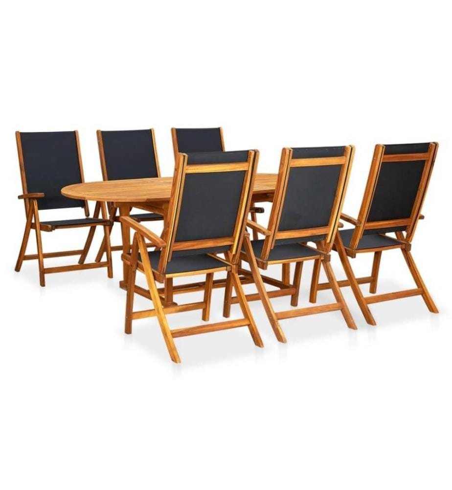 Mobilier à dîner d'extérieur 7 pcs en Bois d'acacia solide
