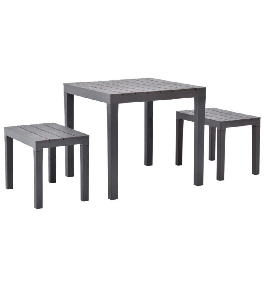 Table de jardin avec 2 bancs Plastique Marron