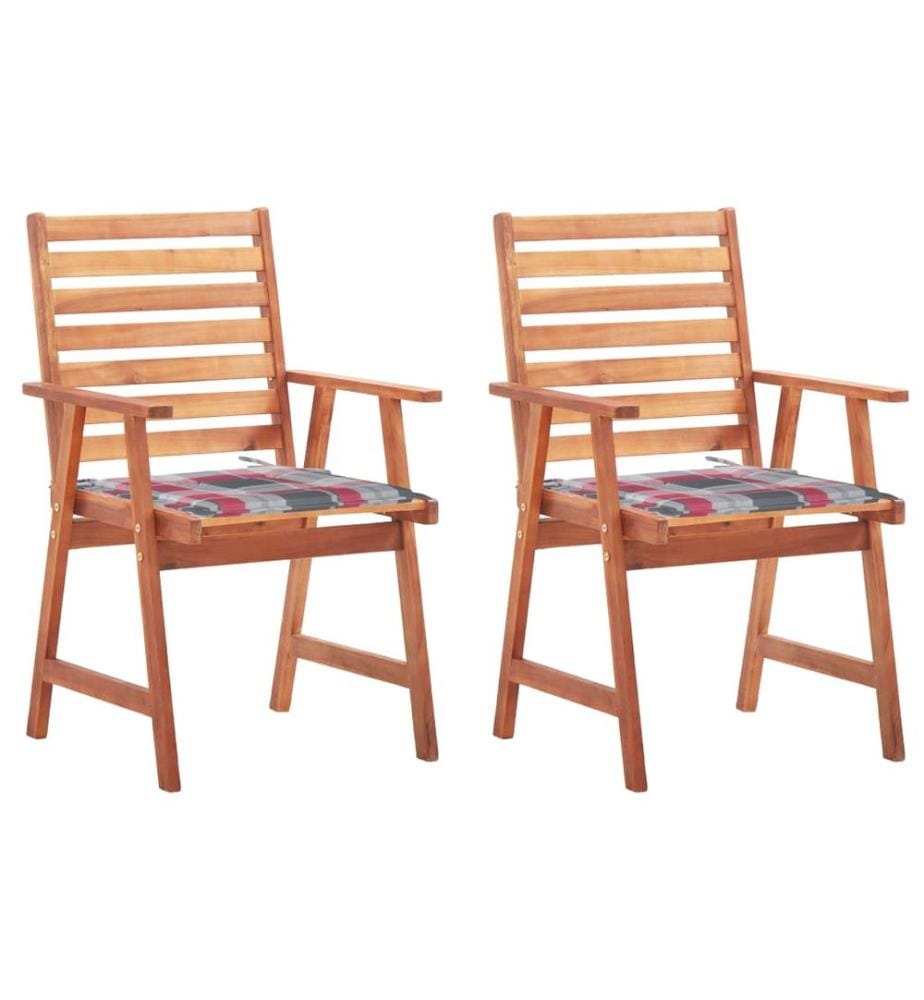 vidaXL Chaises à manger d'extérieur lot de 2 et coussins Acacia massif