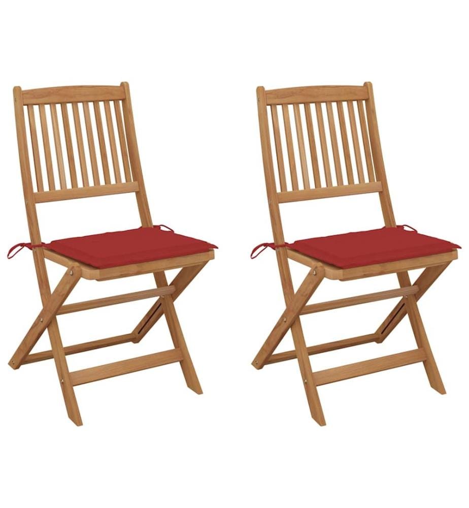 vidaXL Chaises pliables de jardin lot de 2 avec coussins Bois d'acacia