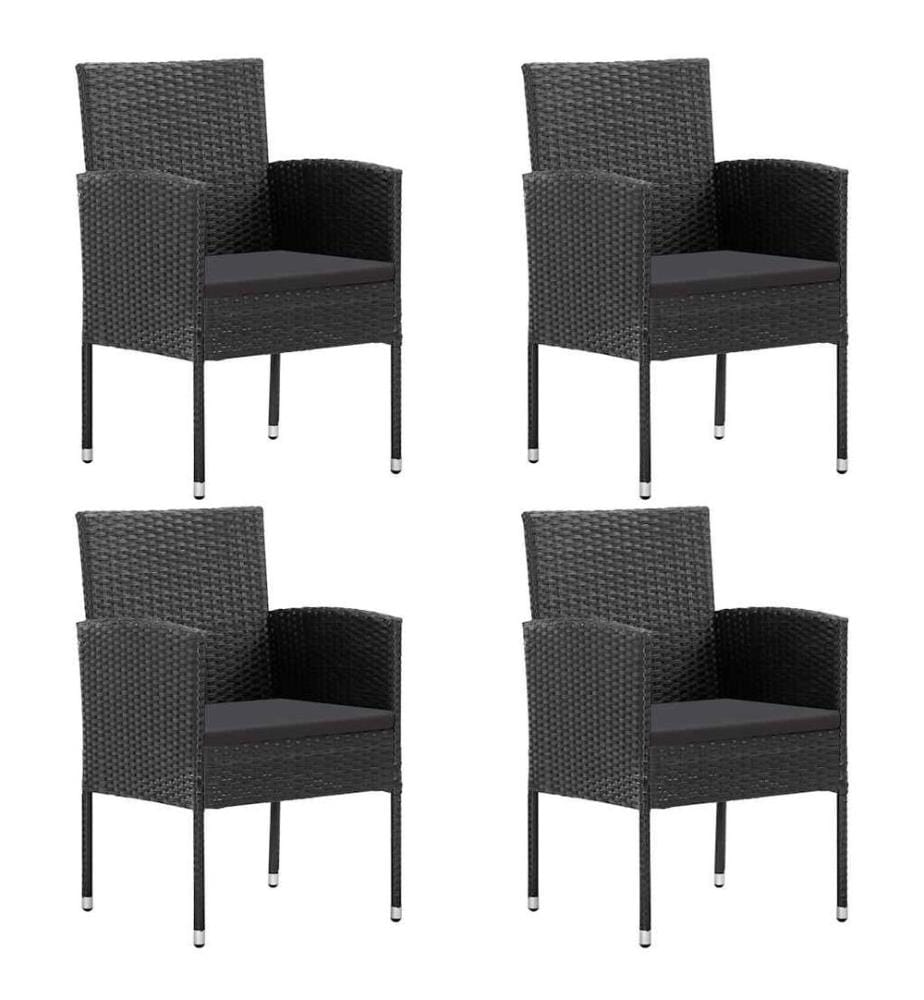 vidaXL Chaises de jardin coussins noir lot de 4 noir résine tressée