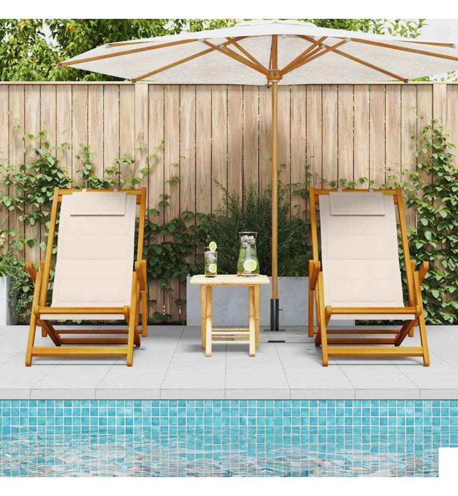 vidaXL Chaise de plage avec coussin 2 pcs Marron Bois d'Acacia Massif