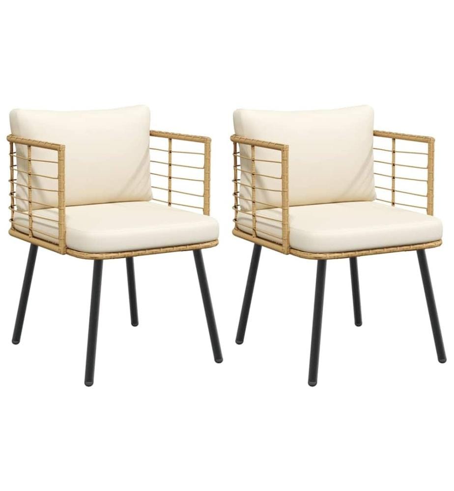 vidaXL Chaises de jardin lot de 2 avec coussins naturel résine tressée
