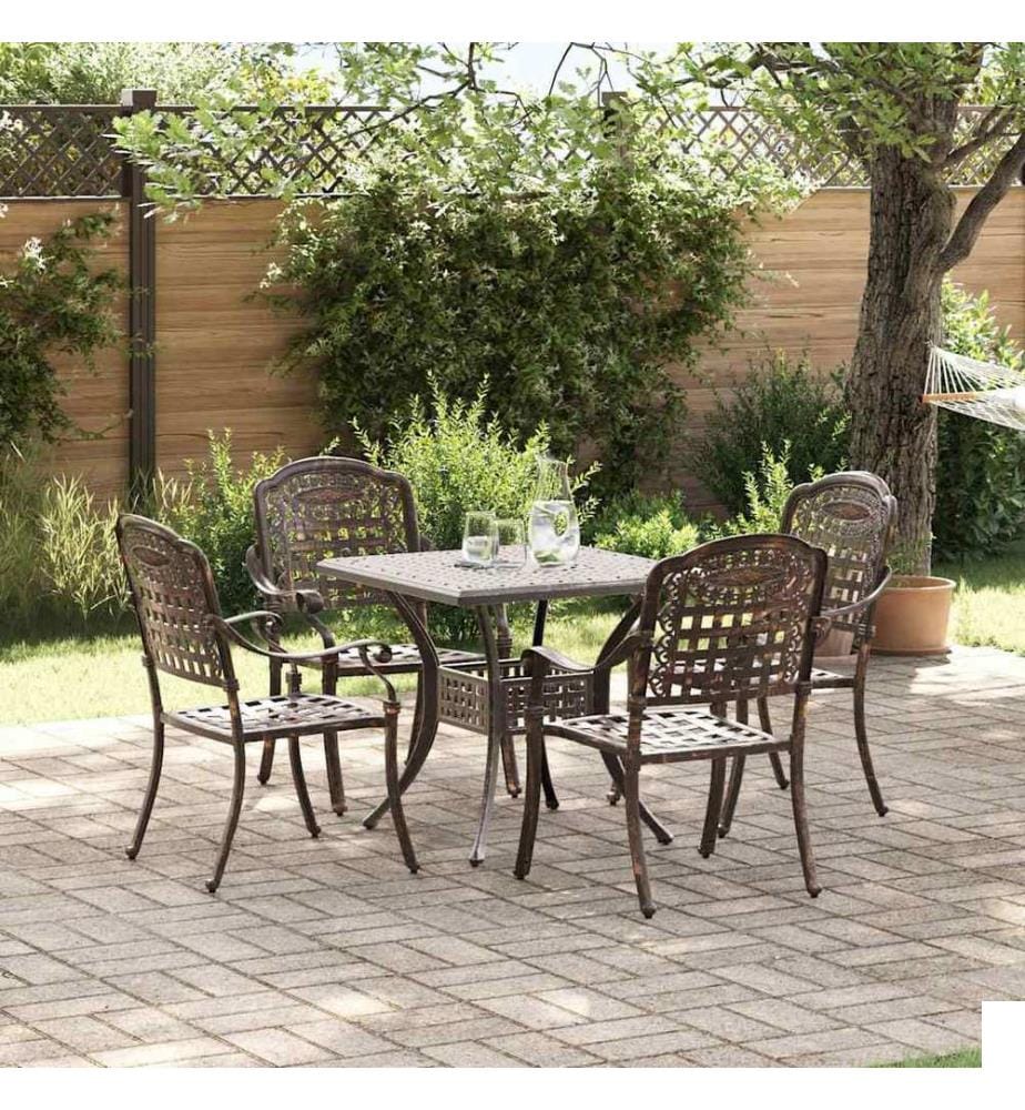 vidaXL Ensemble de tables de jardin 5 pcs Bronze Aluminium coulé