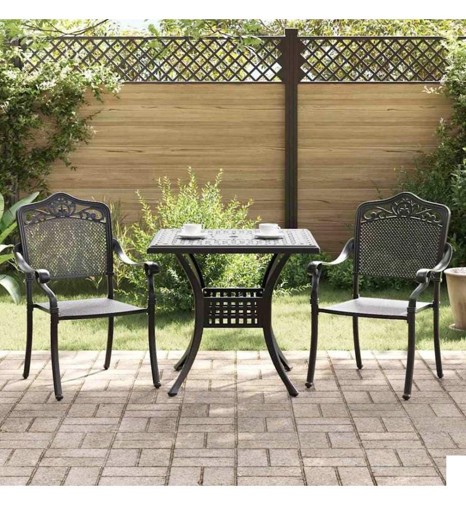 vidaXL Ensemble de tables de jardin 3 pcs Noir Aluminium coulé