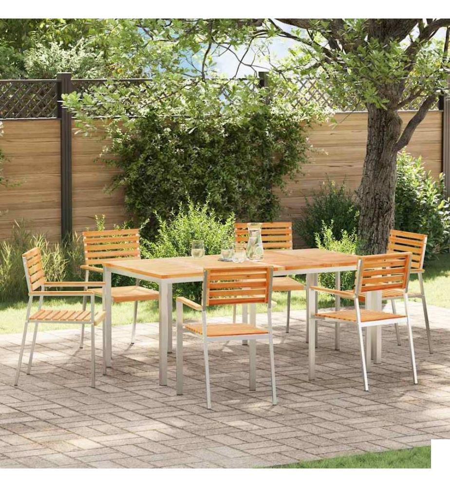 vidaXL Chaise de jardin 6 pcs Huile Naturelle Bois de teck massif