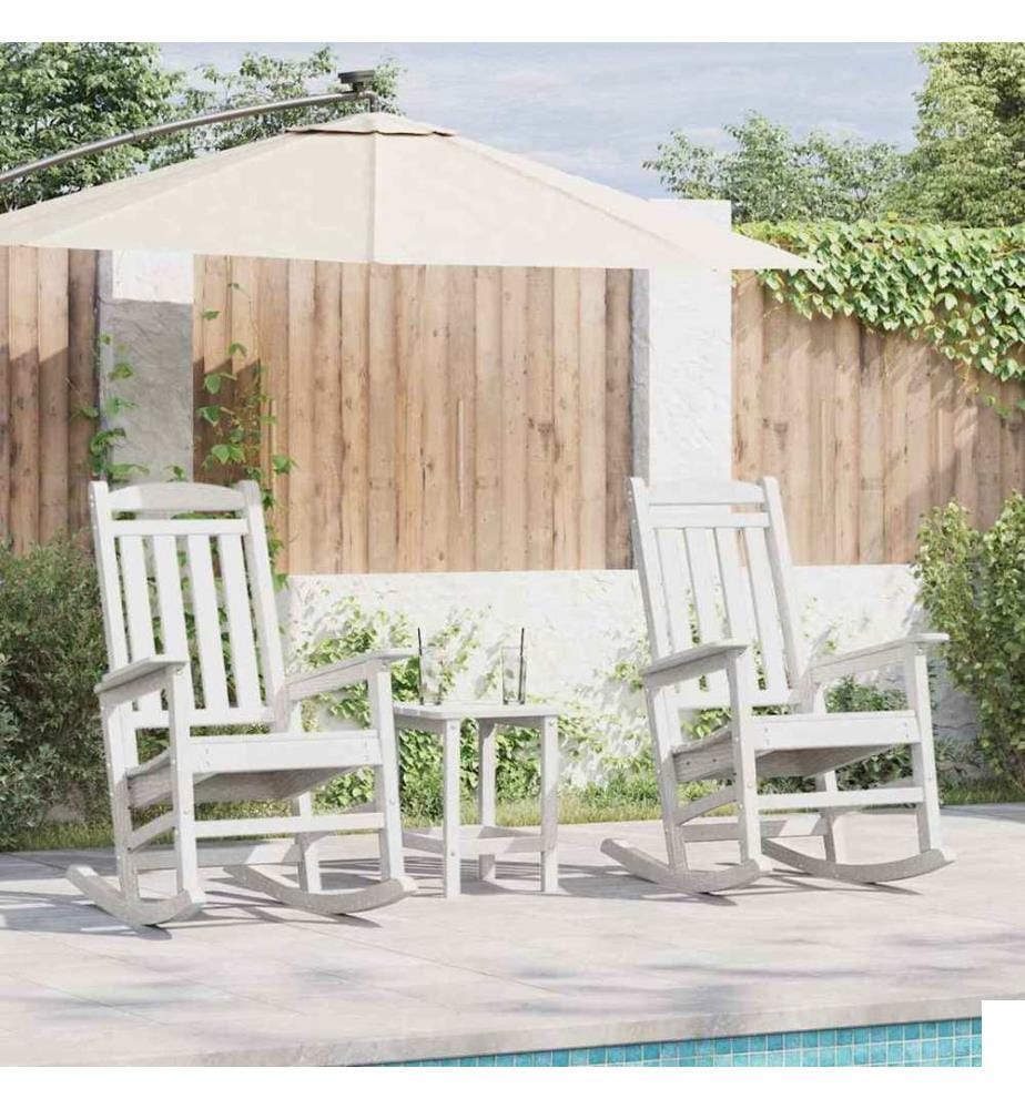 vidaXL Chaise à bascule 3 pcs Blanc Polyéthylène