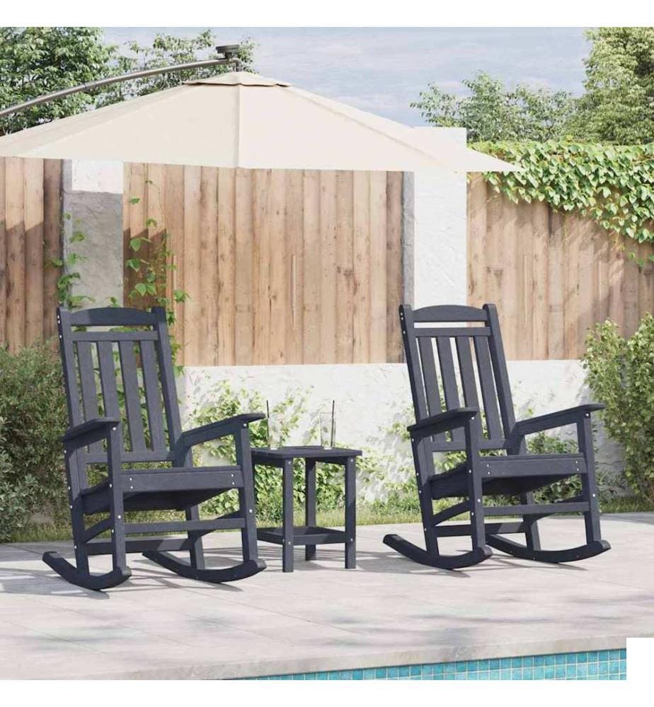 vidaXL Chaise à bascule 3 pcs Bleu marine Polyéthylène
