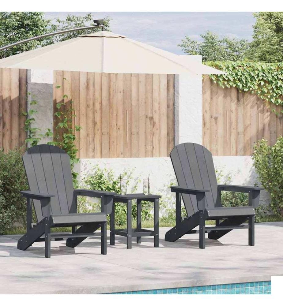 vidaXL Chaise de jardin 3 pcs Gris clair Polyéthylène