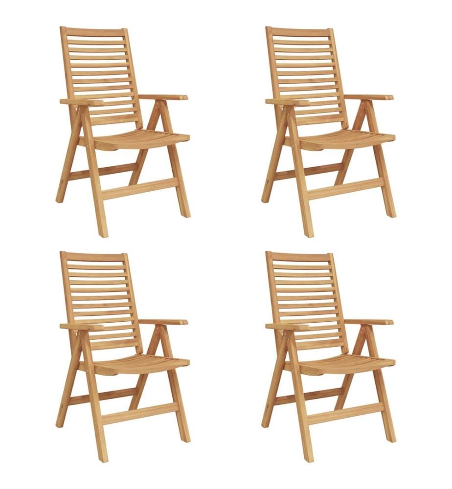 vidaXL Chaise 4 pcs Marron 64,5 x 52 x 108 cm Bois de teck massif