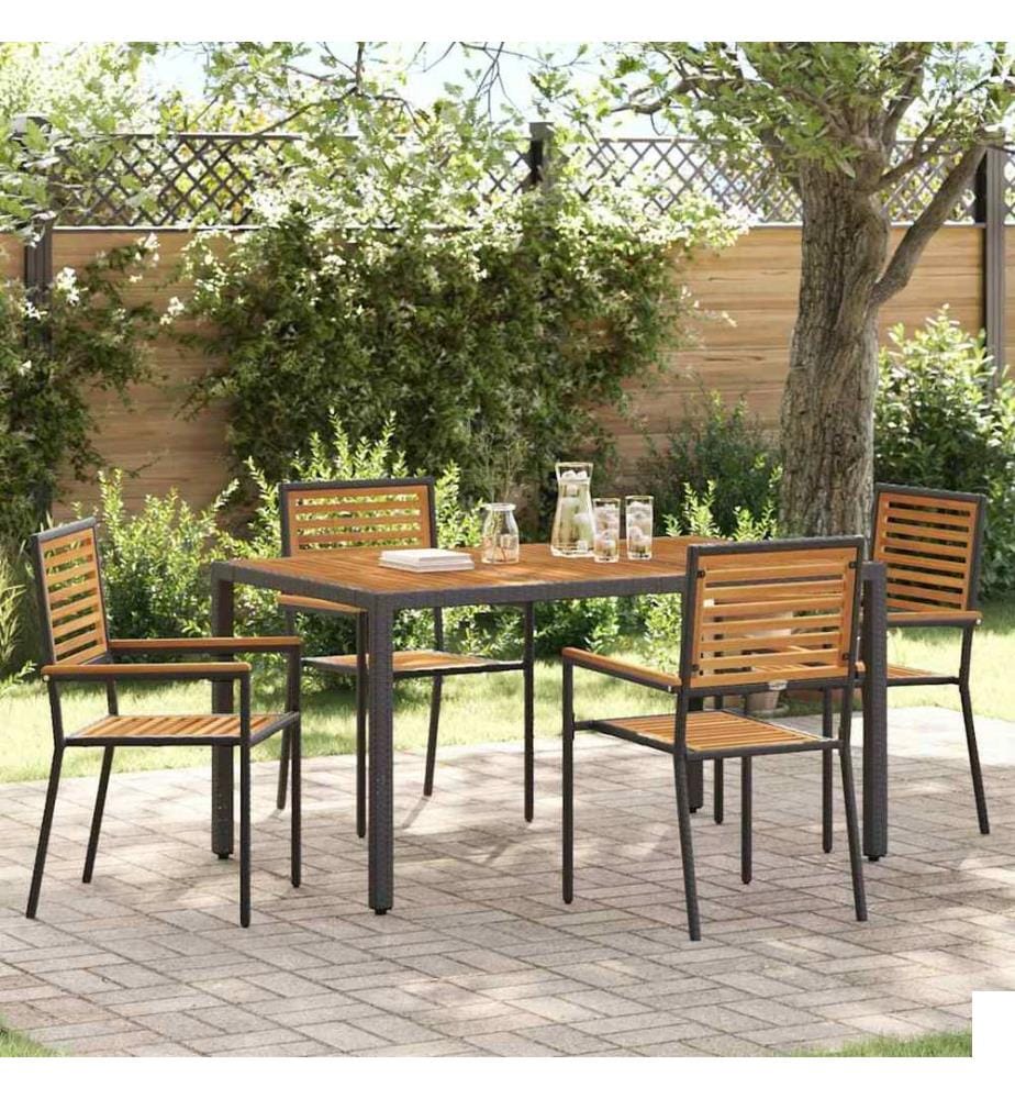 vidaXL Chaises empilables de jardin 4 pcs Marron et Noir