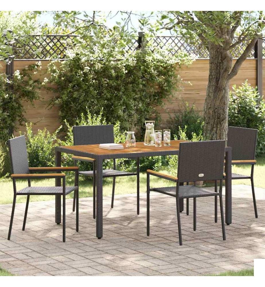 vidaXL Chaises empilables de jardin 4 pcs Noir et Marron