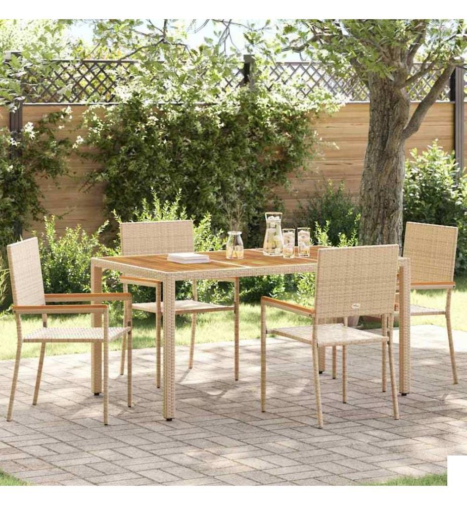 vidaXL Chaises empilables de jardin 4 pcs Crème et marron
