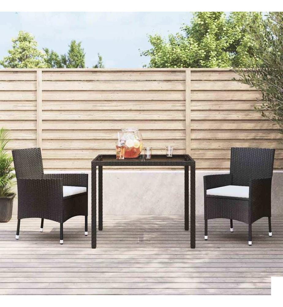 vidaXL Lot de 2 chaises de jardin avec coussins en polyrotin noir (Royaume-Uni, Irlande, Finlande et Norvège uniquement)