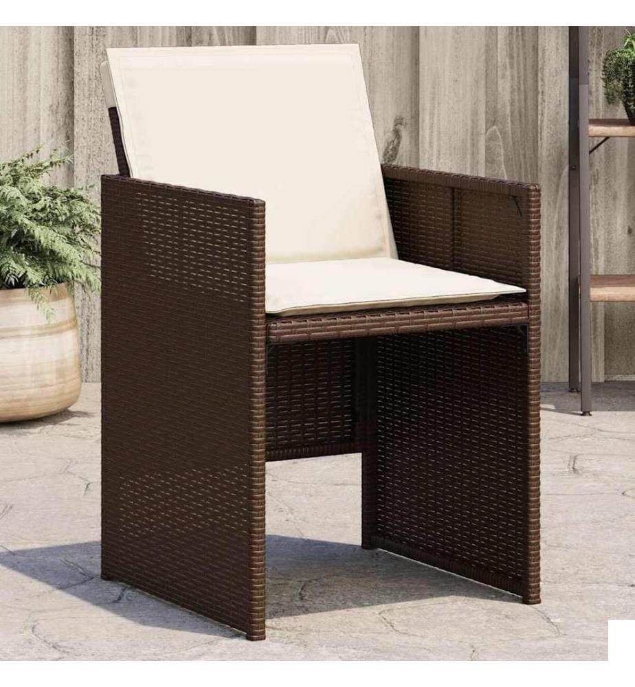 vidaXL Chaises de jardin avec coussins lot de 4 marron résine tressée