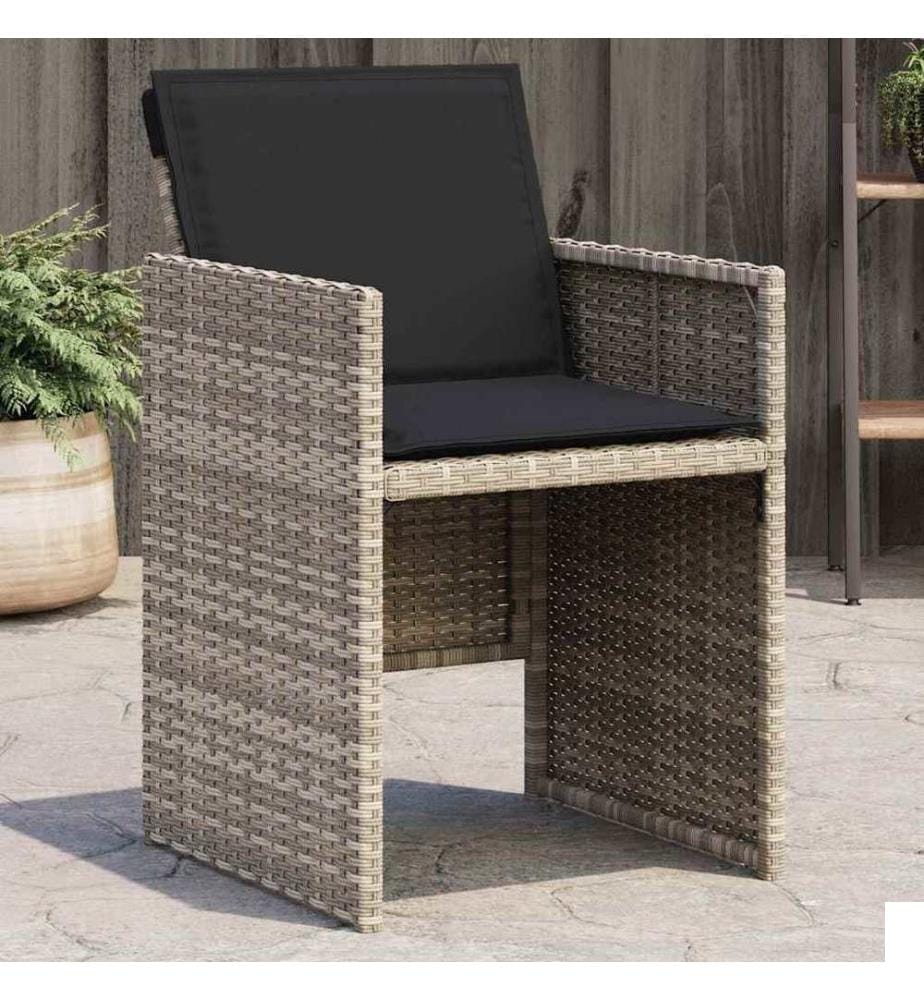 vidaXL Chaises de jardin avec coussins lot de 4 gris clair poly rotin