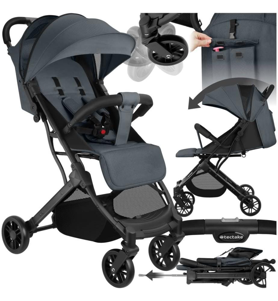 Poussette buggy FINN pliable avec harnais à 5 points - gris anthracite