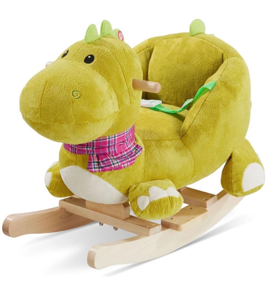 Dinosaure à bascule avec housse en peluche à partir de 12 mois - vert