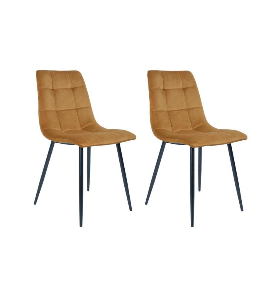 House Nordic - Chaise Middelfart 2 pièces, 86 x 55 cm, Noir/Jaune moutarde