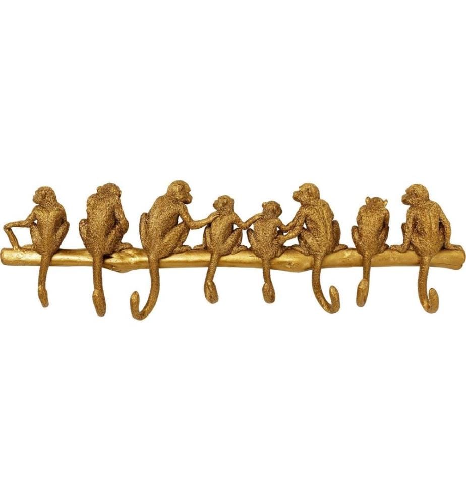 Kare Portemanteau mural Monkey 8 crochets, Doré