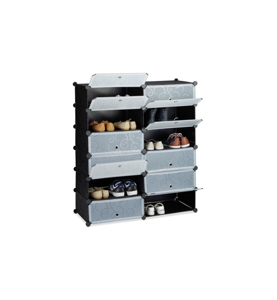 RELAXDAYS - Armoire à chaussures avec 12 compartiments Noir/Transparent