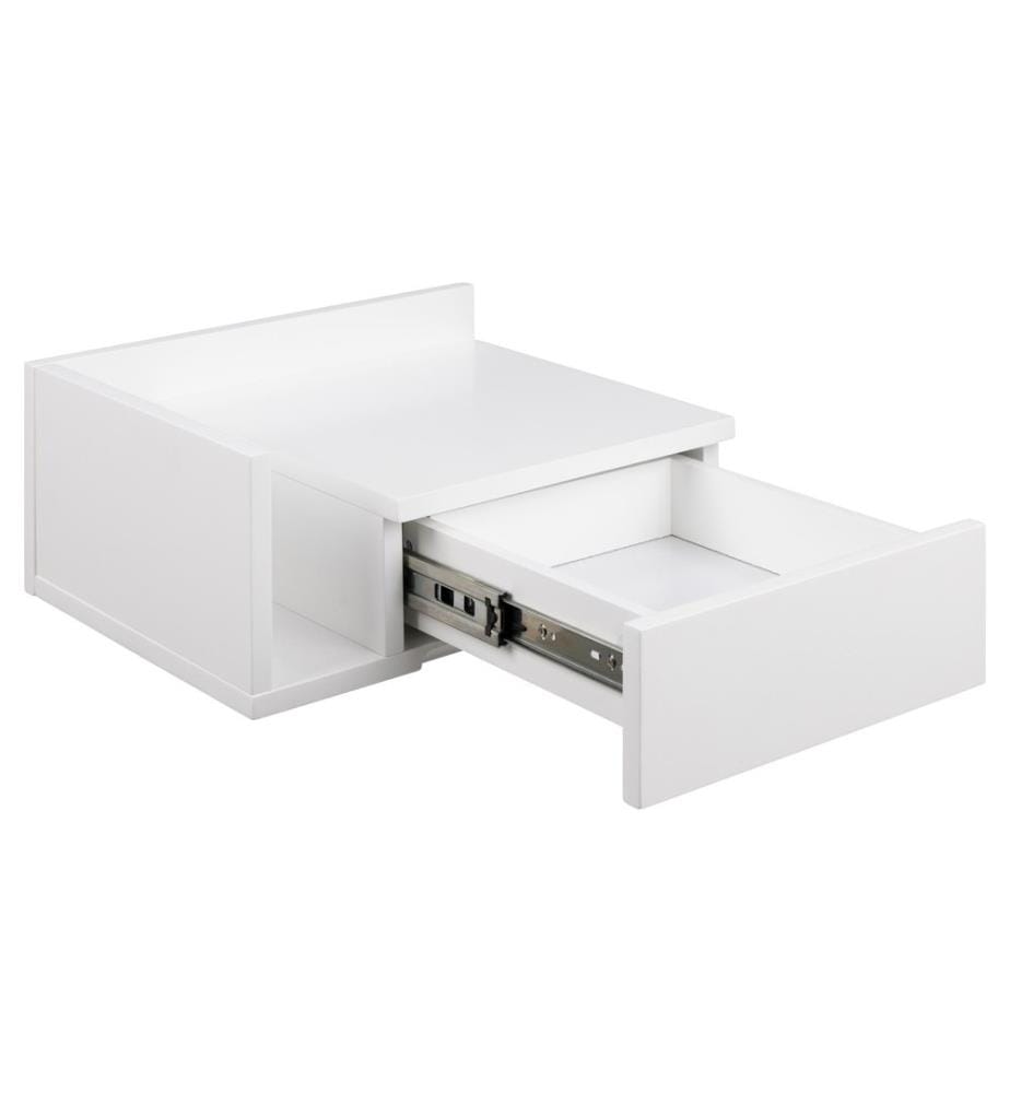 AC Design - Table de nuit Ashlan 40 cm x 16.5 cm, Blanc brillant