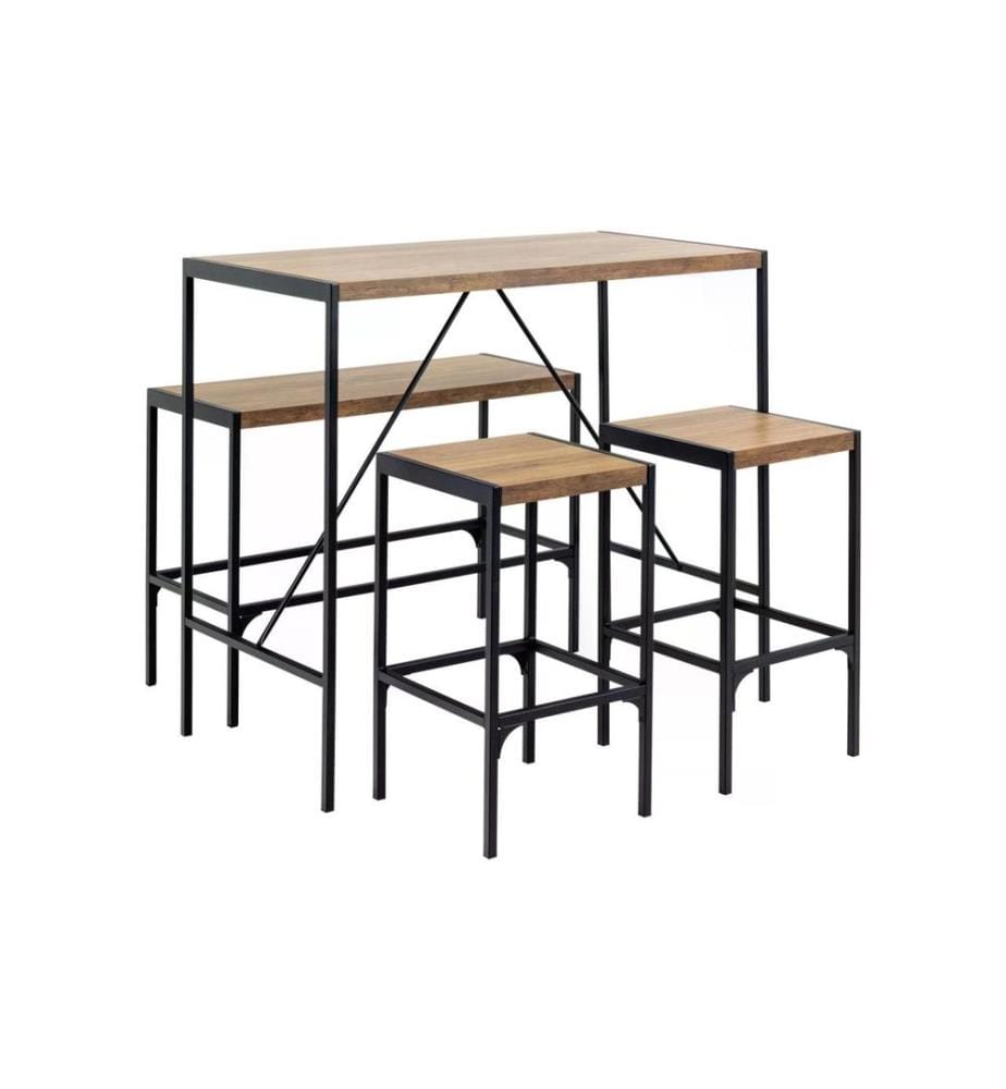AC Design - Table de bar Bahamas Set de 4 pièces, Brun/Noir