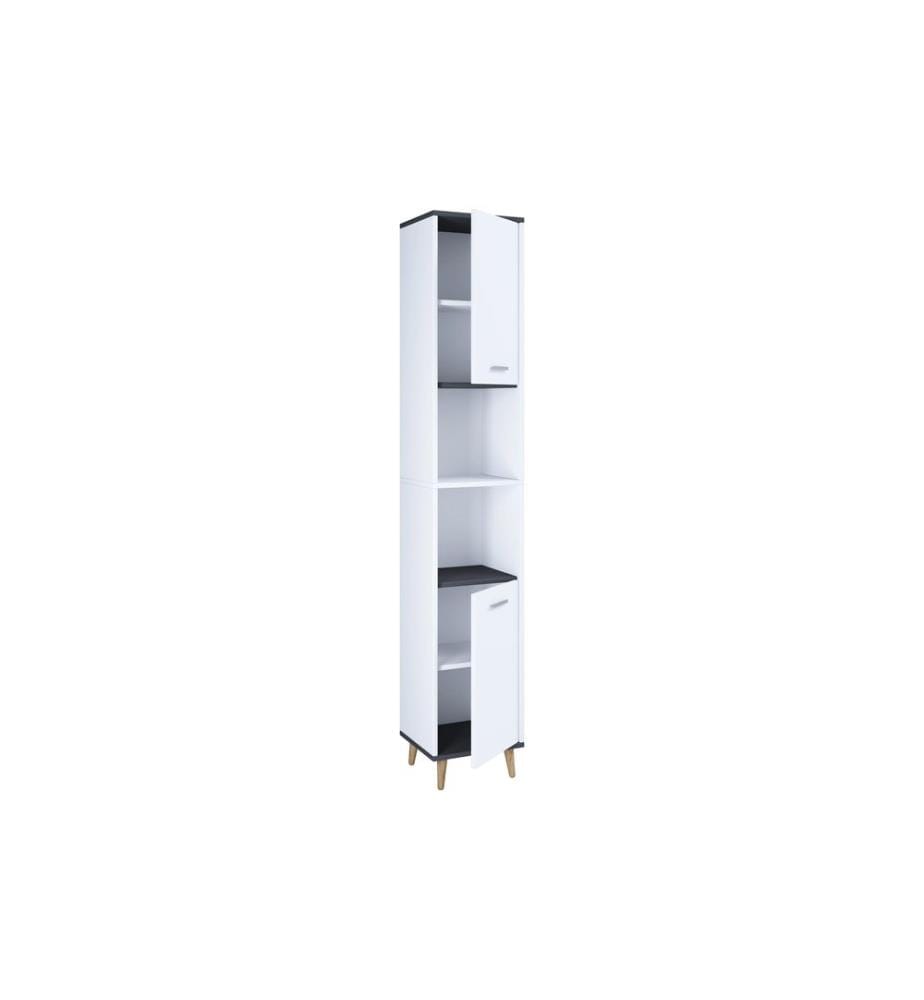 VCM - Étagère de salle de bain Landos 32 x 184 cm, Blanc/Anthracite