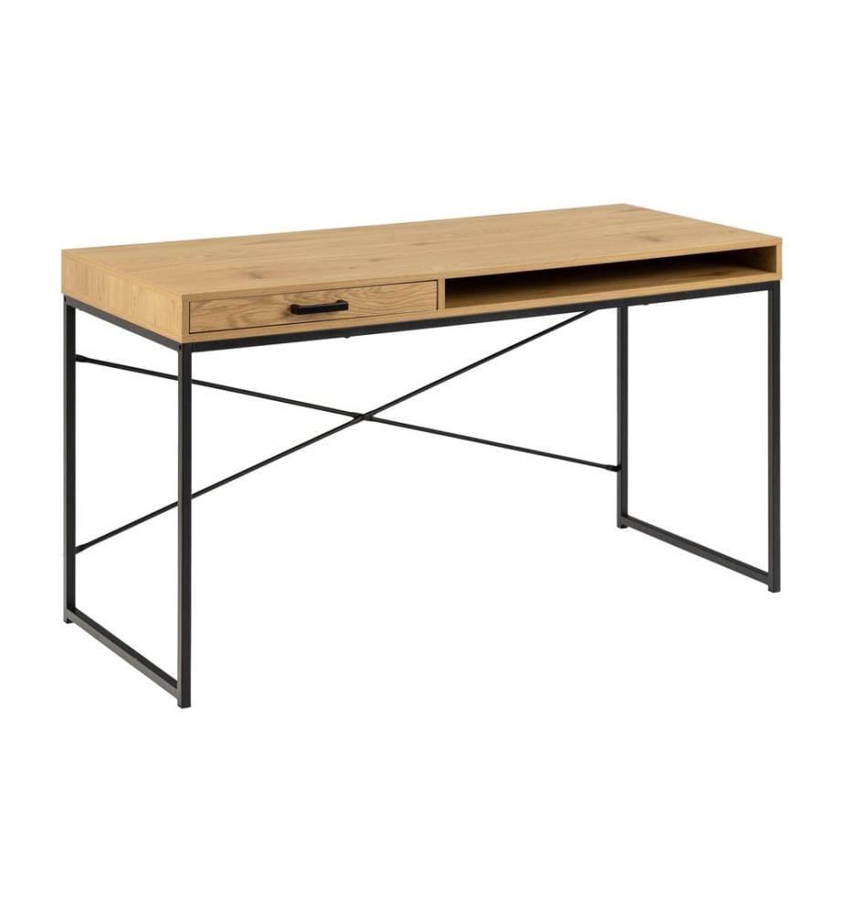 AC Design - Table Seaford, noir mat / chêne sauvage mat