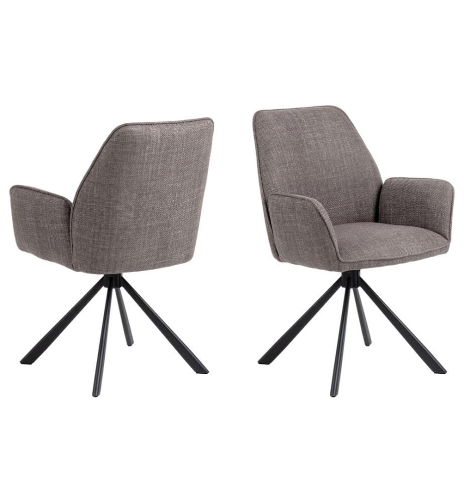 AC Design - Chaise Glenda, 2 pièces, Gris clair/marron
