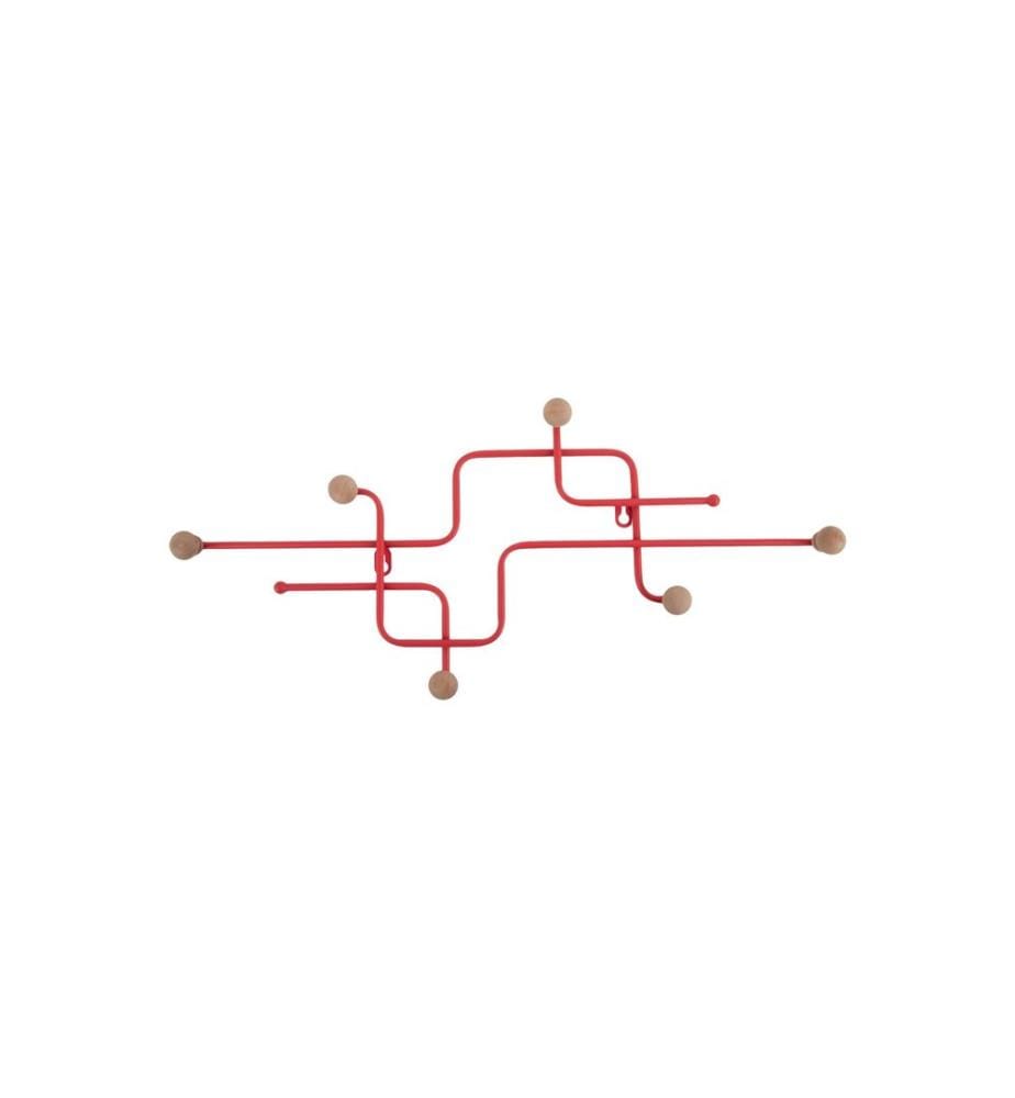 PRESENT TIME - Portemanteau mural Metro 60.5 x 26.5 cm, Scarlet red