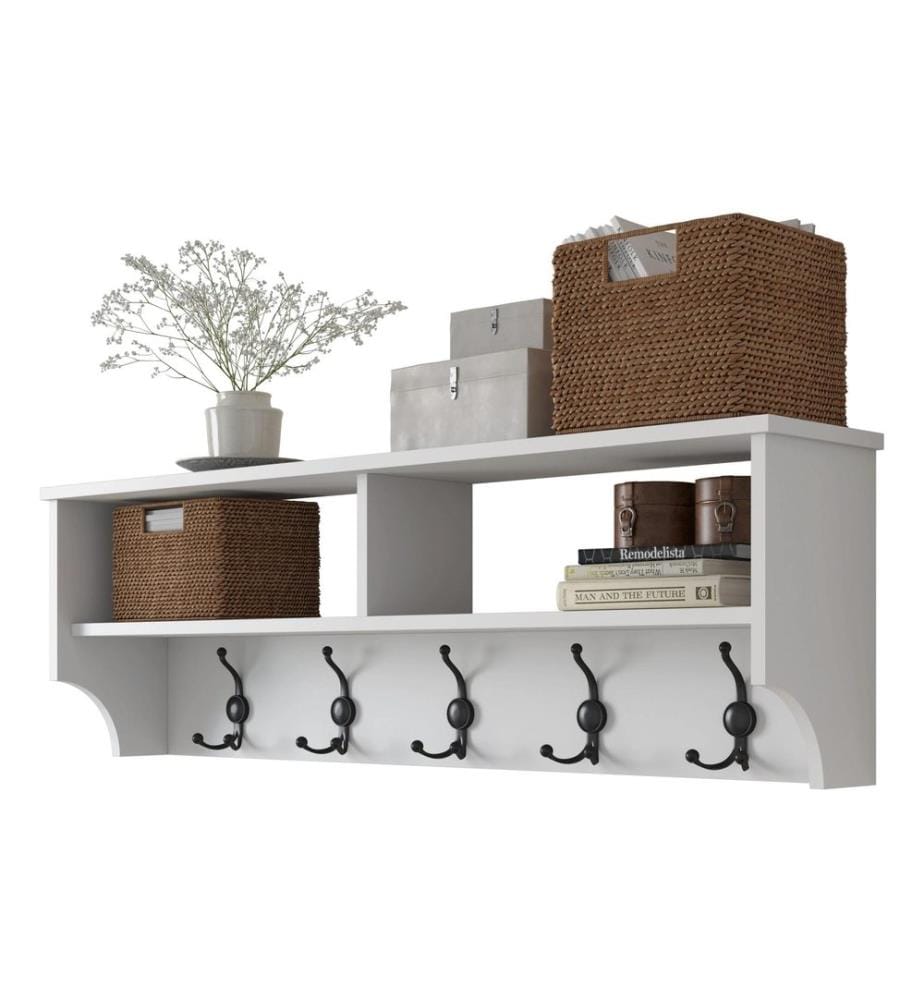 Woody Fashion - Portemanteau mural P2 - 439 120 cm x 37.2 cm, Blanc