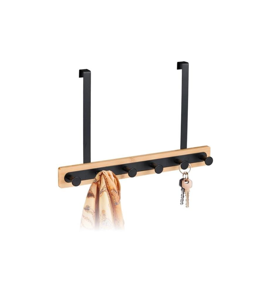 RELAXDAYS - Accroche-porte avec 6 crochets, Brun clair/Noir