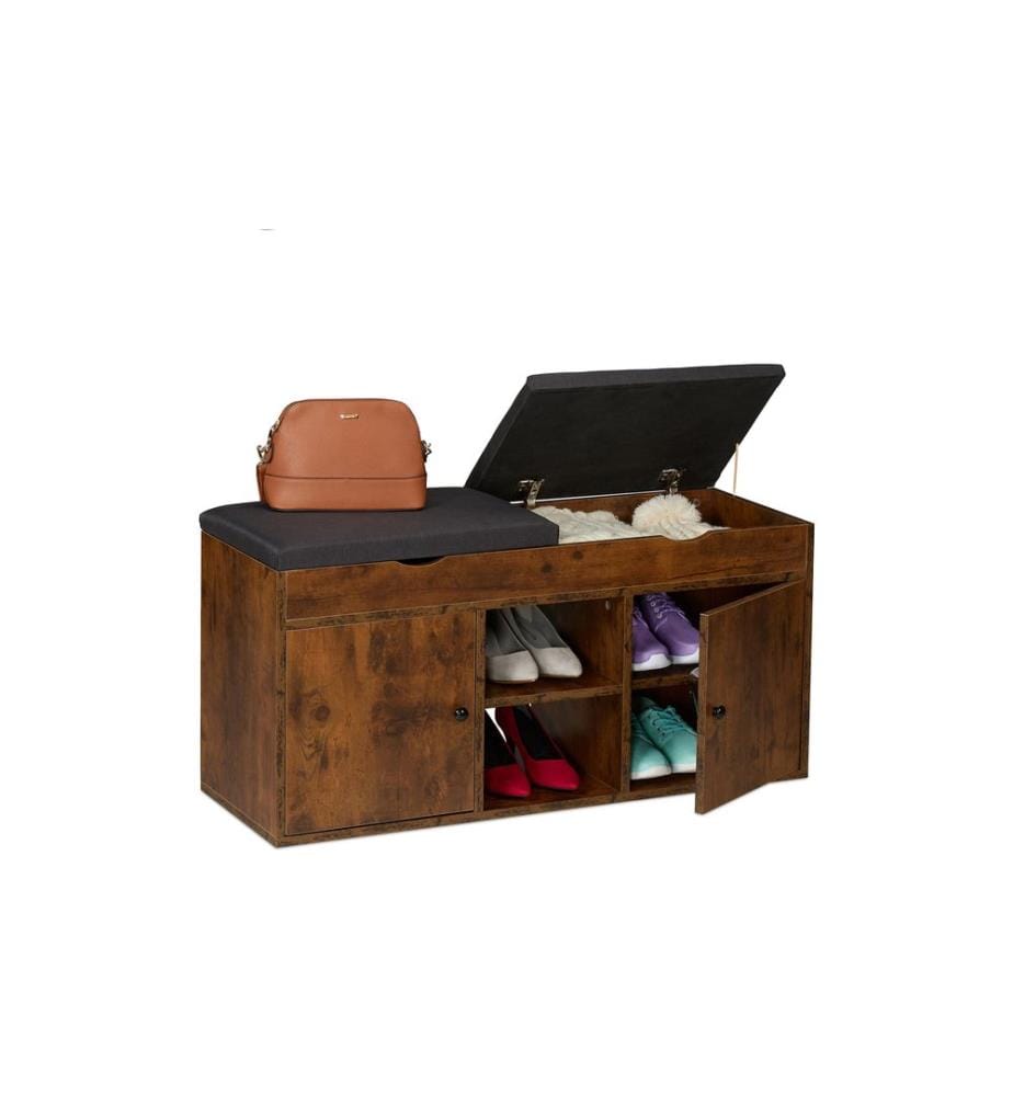 RELAXDAYS - Banc à chaussures avec assise, 100 x 49.5 cm, Brun