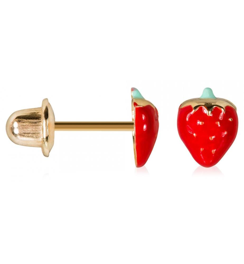 Boucles d'Oreilles en Or Jolie Fraise Or Jaune 375/1000