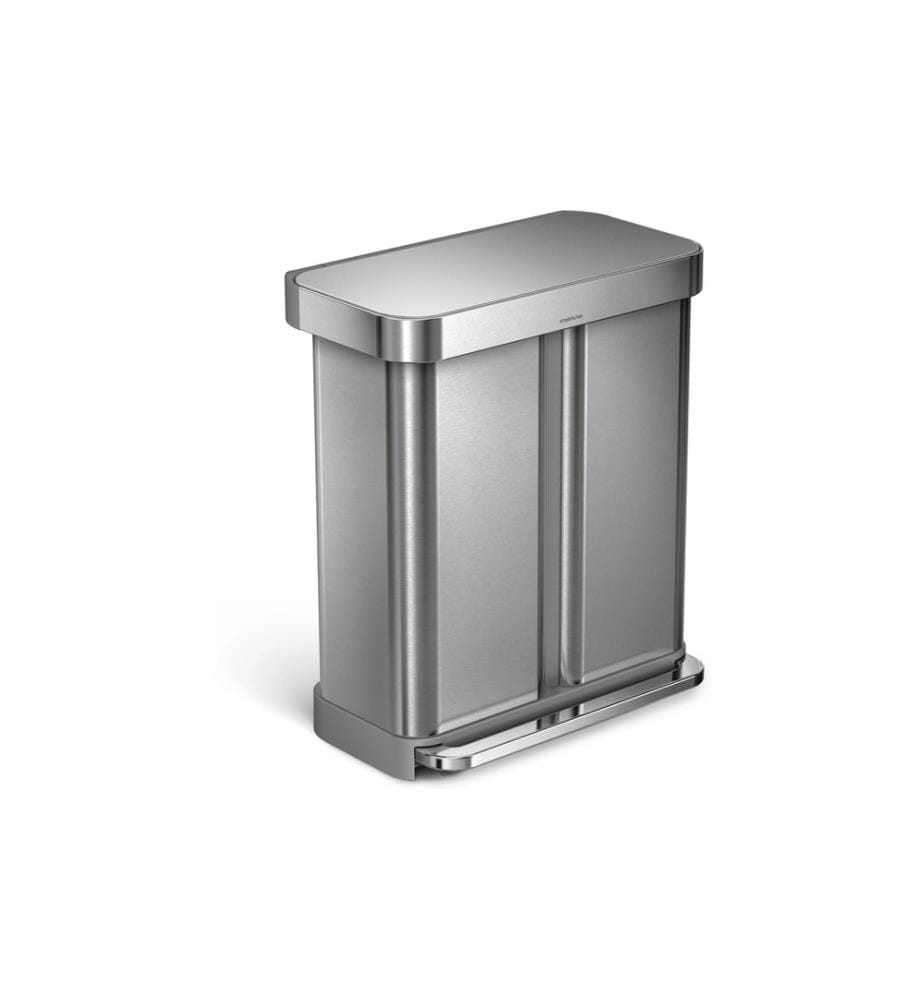 SIMPLEHUMAN - Poubelle Chambre double 58 l, Argent brossé