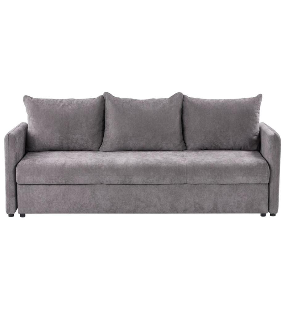 Canapé-lit 3 places HOLSEN Tissu chenille Taupe avec rangement