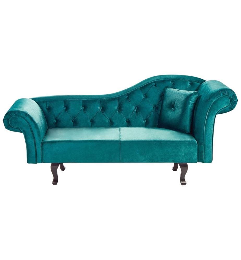 Chaise longue côté droit LATTES II Velours Vert émeraude avec coussin