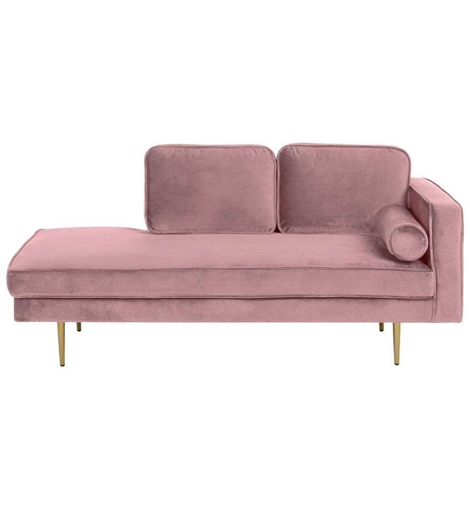 Chaise longue côté droit MIRAMAS Velours Rose