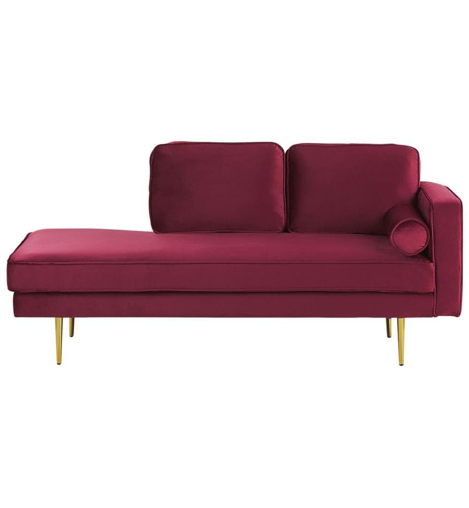 Chaise longue côté droit MIRAMAS Velours Rouge foncé