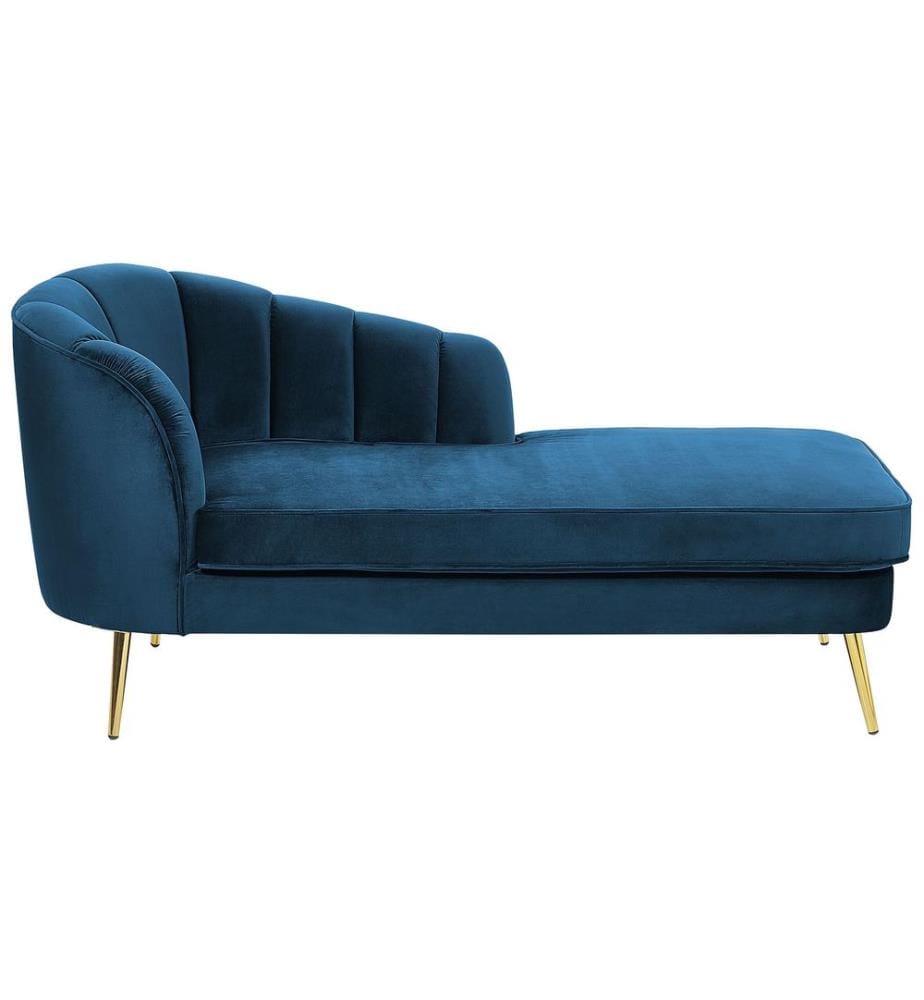 Chaise longue côté gauche ALLIER Velours Bleu marine