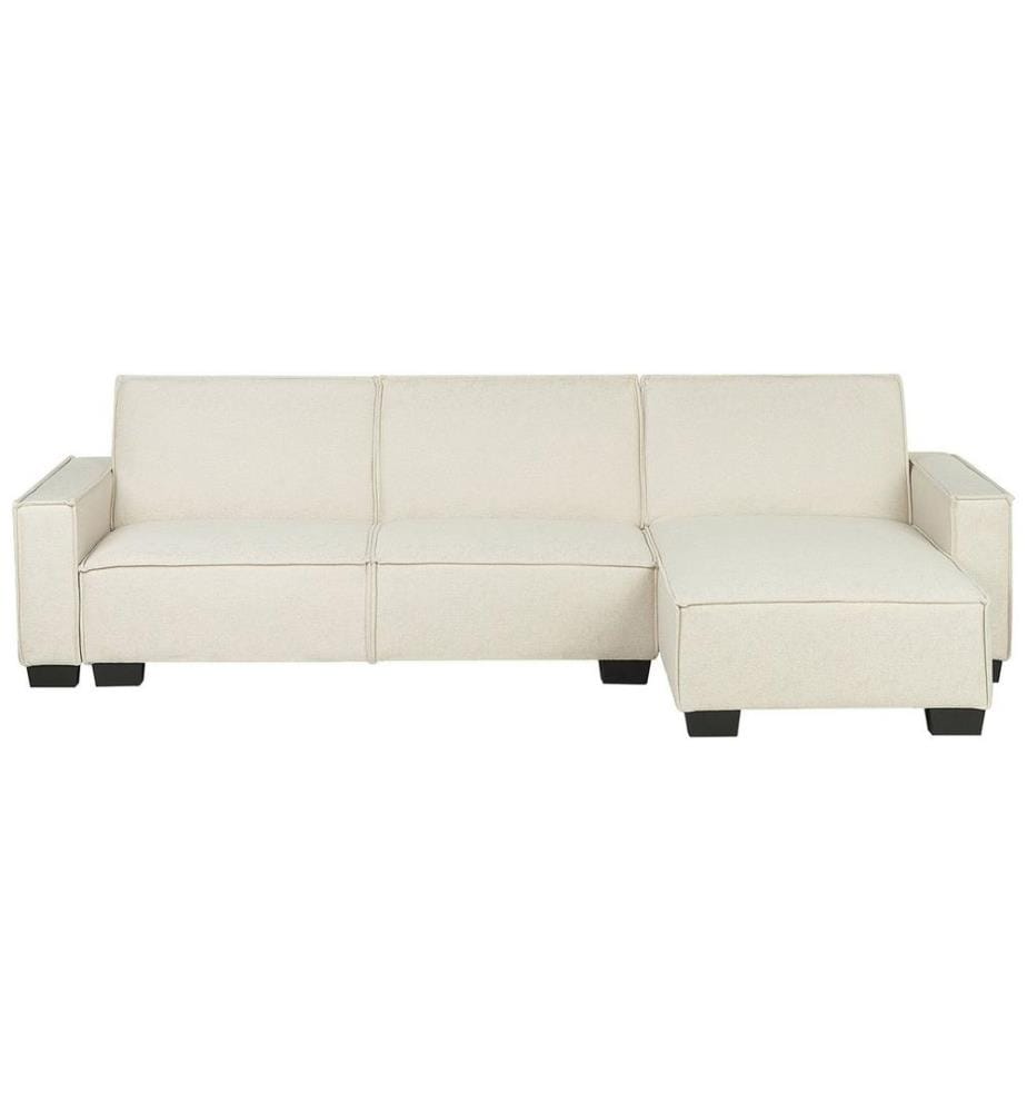 Canapé-lit d'angle 3 places ROMEDAL Tissu Beige Côté gauche