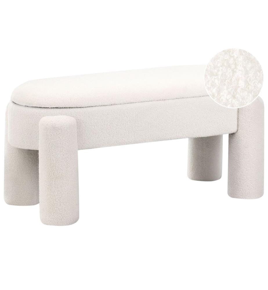 Banc de rangement rembourré OAKLEY Bouclé Blanc cassé