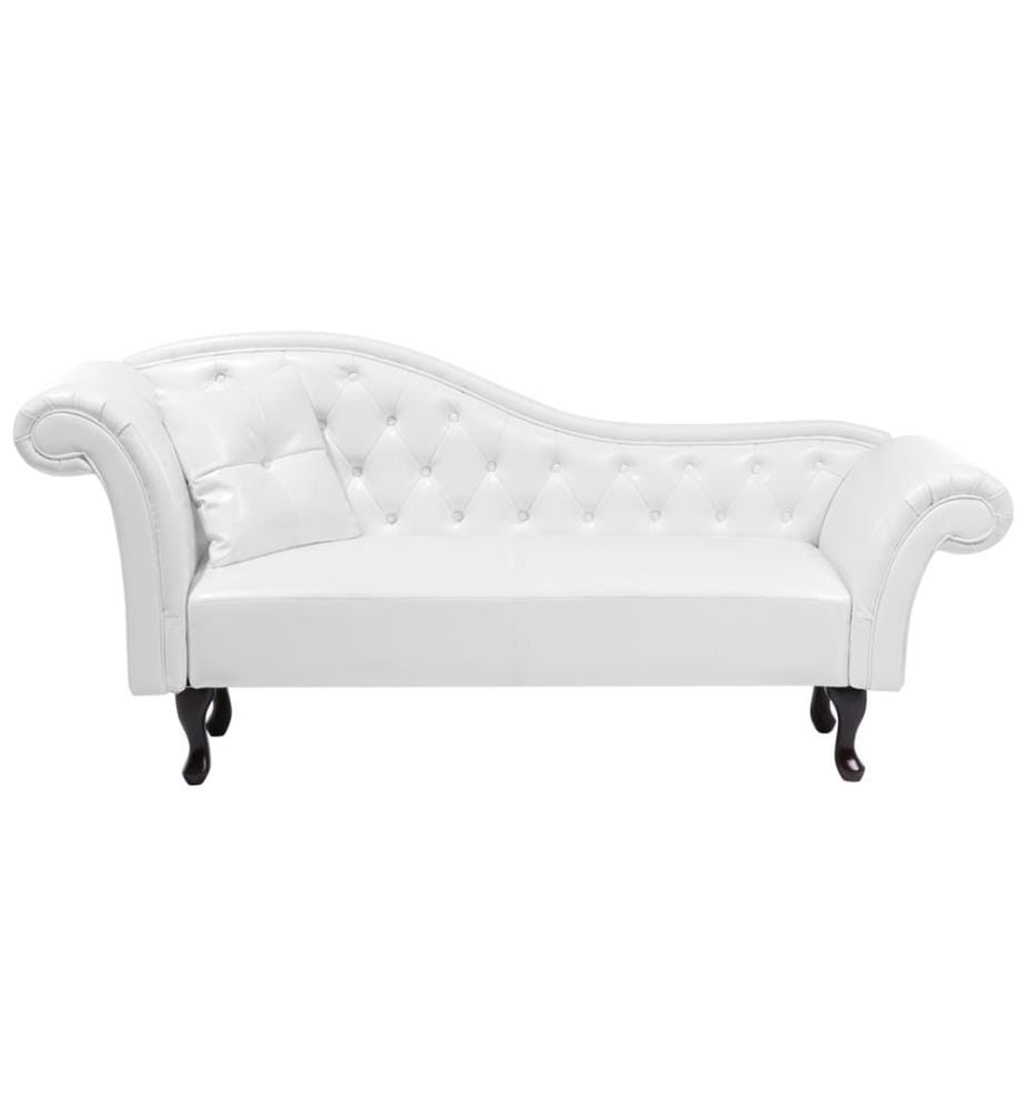 Chaise longue côté gauche LATTES Cuir PU Blanc