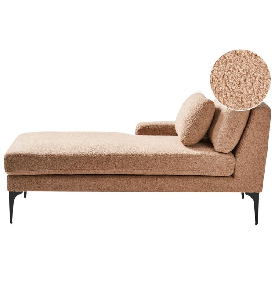 Chaise longue côté droit EWRON Bouclé Beige sable